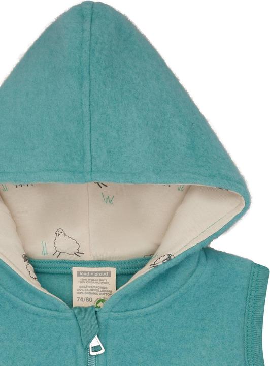 Actual product image loud + proud Babys & Kinder Wollfleece-Weste mit Kapuze (122, 128)