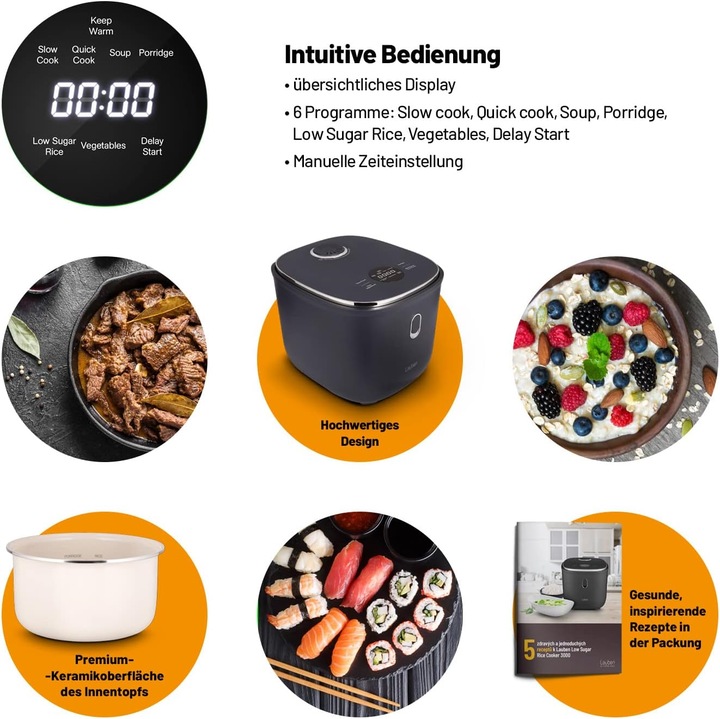 Actual product image Lauben Ryżowar Low Sugar Rice Cooker 3000AT