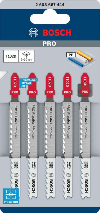 Produktbild Bosch Professional Zubehör PRO Plastics PP clean T102D Stichsägeblatt, 100 mm, 5-tlg.