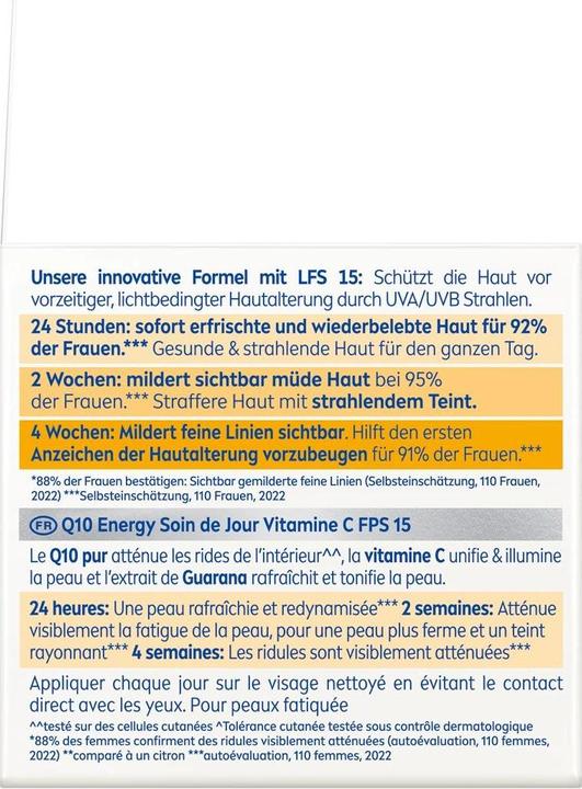 Nutritional values and ingredients NIVEA Q10 Energy Anti-Falten Tagescreme (50 ml, Day cream, SPF 15)