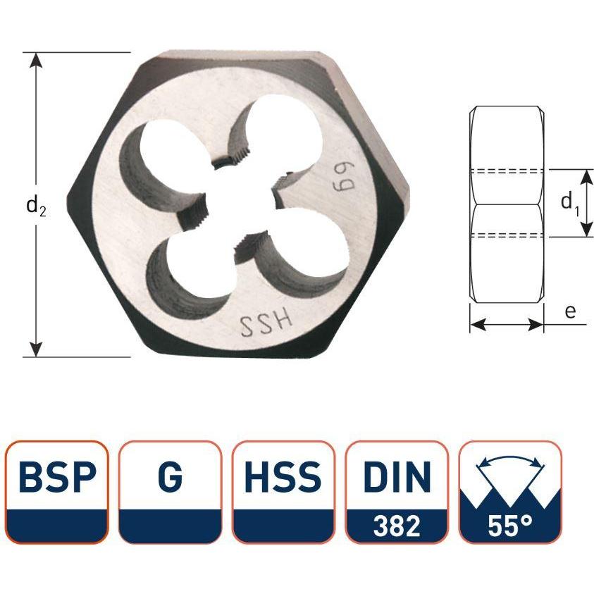 Rotec, Dadi + Rondelle, 377.1000 HSS Sechskantmuttern DIN 382 BSP G 1-11