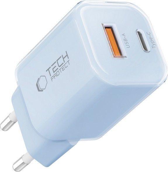 Actual product image Tech-Protect NCM33W 2-port PD33W/QC3.0 wall charger - blue (33 W, 2 ports)