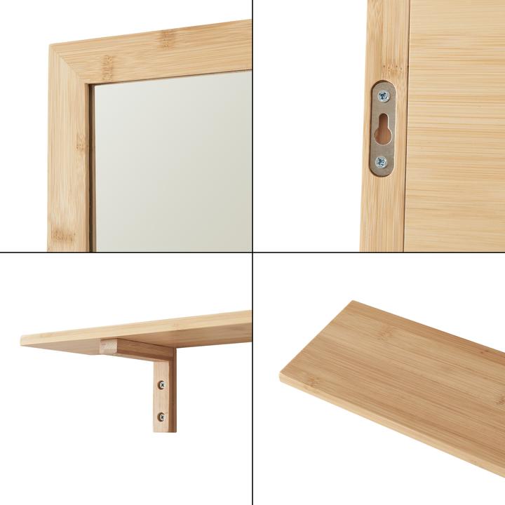 Actual product image En.Casa Wandspiegel mit Regal im Set Boksereys Bambus Natur (80 x 60 cm)