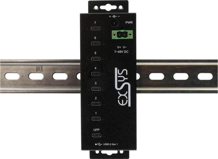 Actual product image Exsys Managed USB 3.2 Gen 1 Hub 7-Port (USB-C, 7 ports)