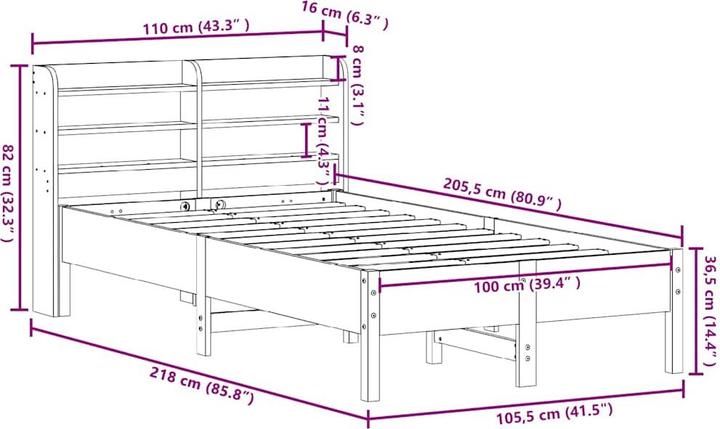 Produktbild VidaXL Bett ohne Matratze 100x200 (100 x 200 cm)