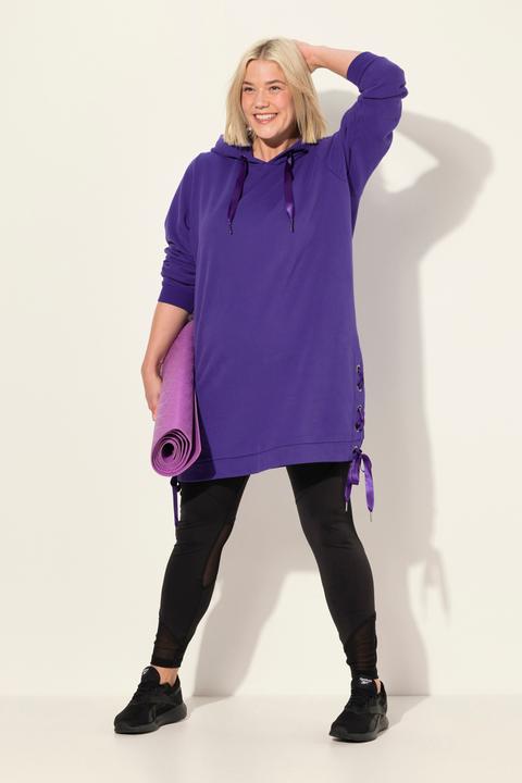 Produktbild Ulla Popken Long-Hoodie, Satinbänder, Kapuze, Langarm (58)
