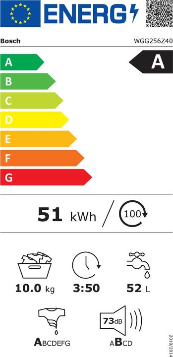 Energy Label Bosch Hausgeräte WGG256Z40 (10 kg, Left)