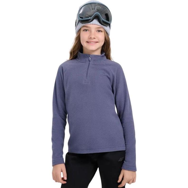 4F, Bambine, Felpa + Maglione, marineblaues Fleece-Sweatshirt für Mädchen, Blu, (146, 152)