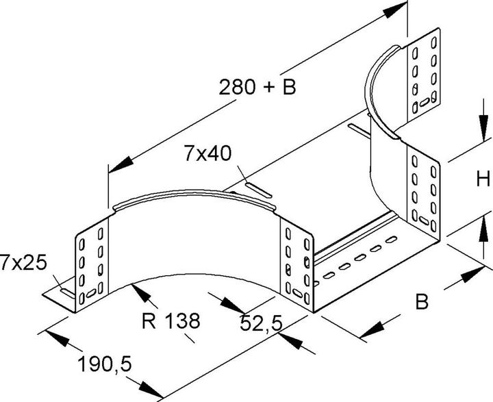 Actual product image Niedax NIE RTA110.100 add-on T-piece, 110x102mm with ungel.side rails band (11 cm)