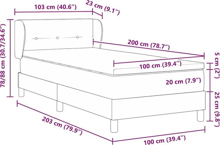 Produktbild vidaXL Boxspringbett (100 x 200 cm)