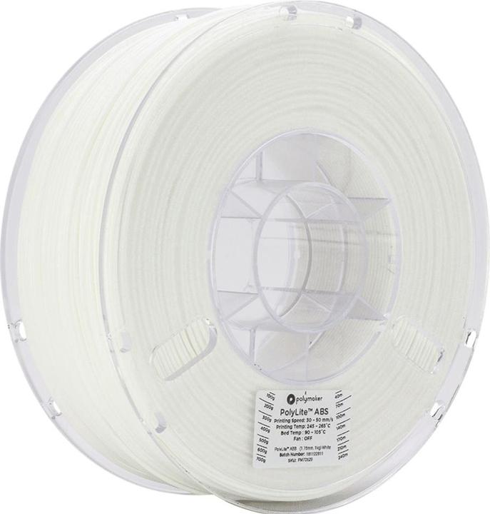 Produktbild Polymaker PE01002 PolyLite Filament ABS geruchsarm 1.75 mm 1000 g Weiss 1 St. (ABS, 1.75 mm, 1000 g, Weiss)