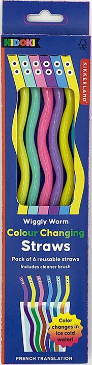 Produktbild Kikkerland Wiggly Worm Color Changing Straws (6x)