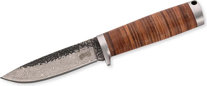 Produktbild Herbertz Gürtelmesser, Damast, AISI 420 Stahl, rostfrei, Griff mit Lederscheiben, Fangriemenöse, br (10.80 cm)