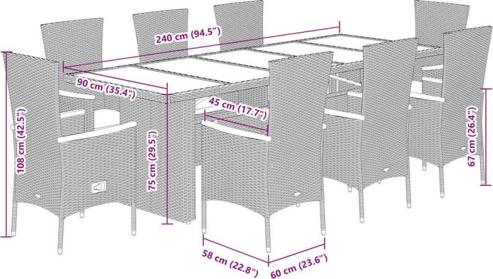 Actual product image vidaXL Garden dining set (240 cm)