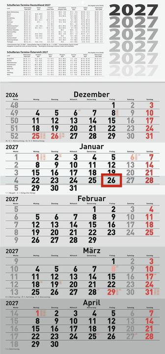 Produktbild 5-Monatskal. 2027, grau, 300.7033520007