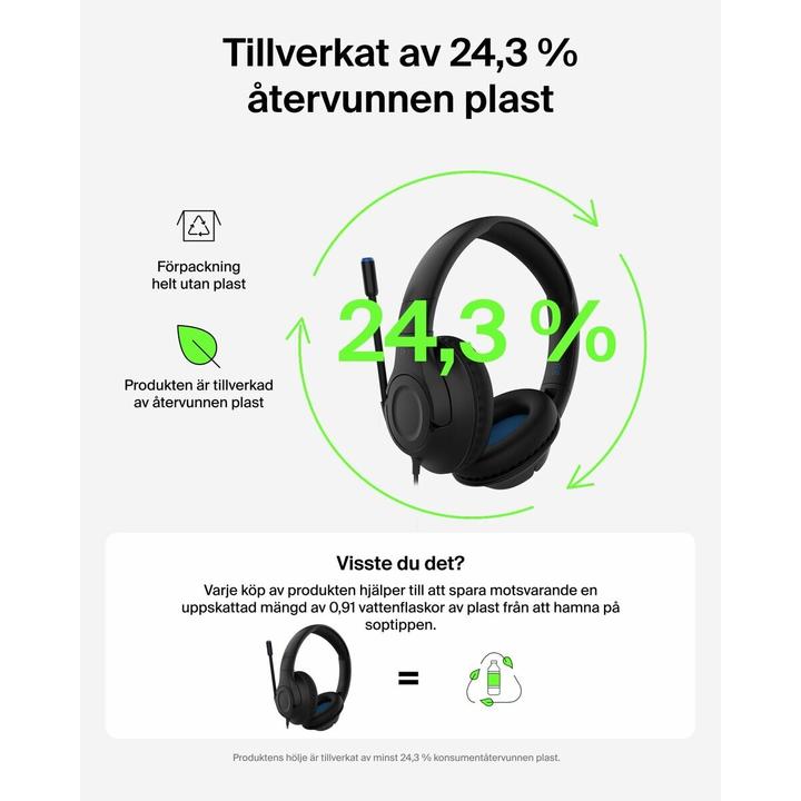 Productafbeelding Belkin Gaming On-Ear Kopfhörer für Kinder mit Kabel ENA011hqBK