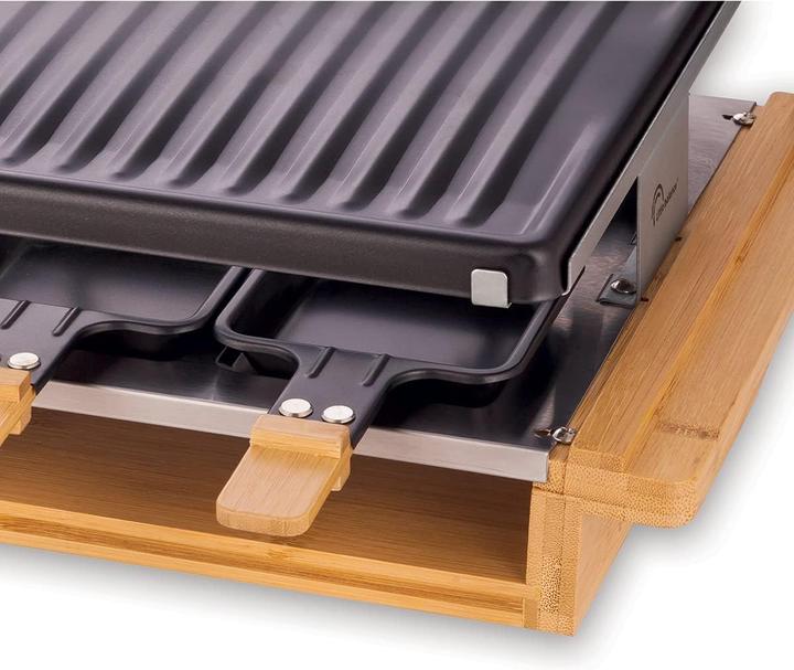 Actual product image Little Balance 8501 Premium bamboo 8 raclette grill 8 people nonstick coating 1200 W real bamboo