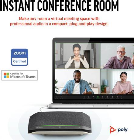 Actual product image Poly HP Vivavoce USB-A USB-C Sync 10, PC, Argento, 0,715 m, IP64, Windows 10, 100 - 7800 Hz