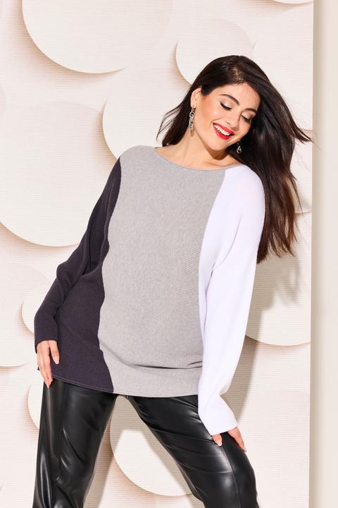 Image du produit Ulla Popken Pull à larges rayures, encolure bateau et manches longues (50, 52)