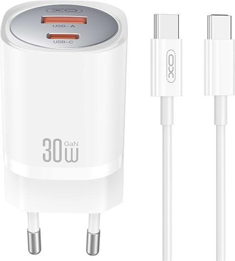 Image du produit xO chargeur mural CE21 PD 33W 1x USB-C 1x USB blanc + câble USB-C - USB-C (30 W, 2 ports)