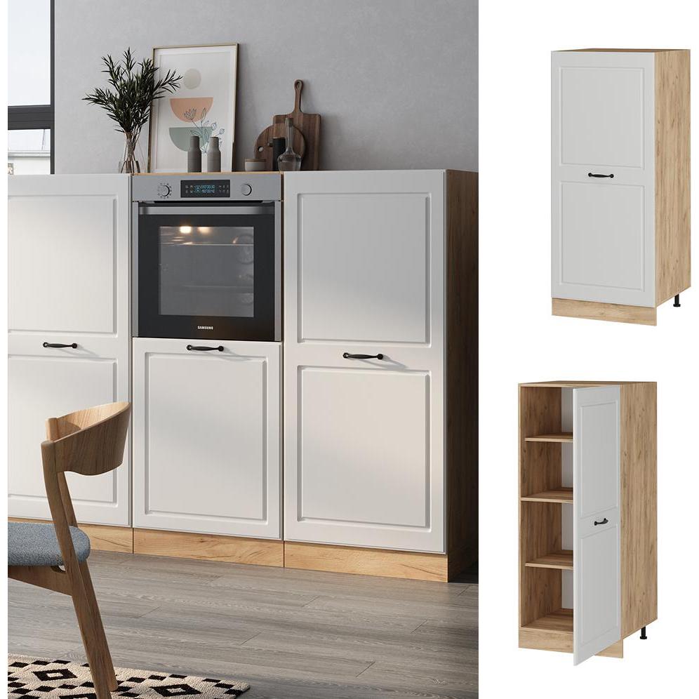 Thumbnail - Vicco, Regal, Herdumbauschrank R-Line, Weiss Landhaus/Goldkraft Eiche, 60 cm