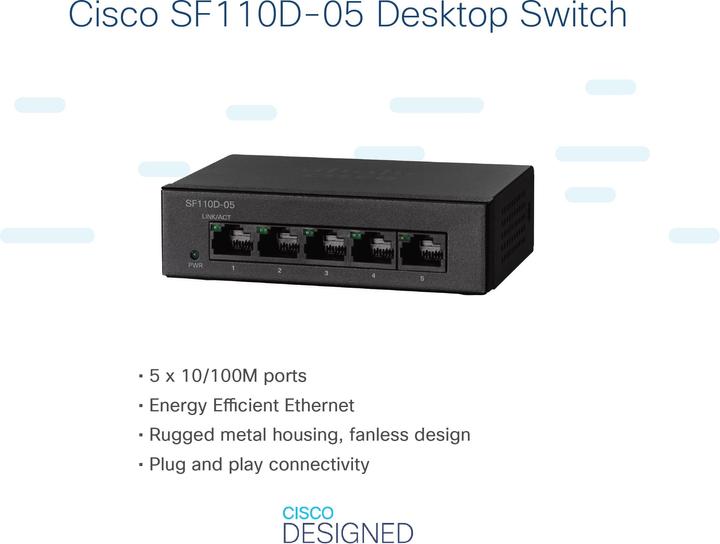 Produktbild Cisco SF110D-05 5-PORT 10/100 DESKTOP SWITCH (5 Ports)