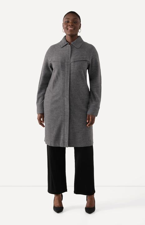 Produktbild Ulla Popken Mantel, Boiled Wool, Hemkragen, 2-Wege-Zipper (54)