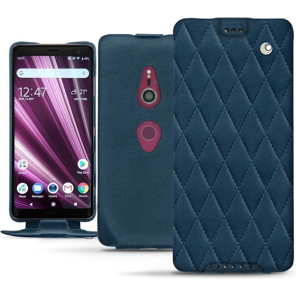 Noreve Lederschutzhülle vertikal (Sony Xperia XZ3), Smartphone Hülle, Blau