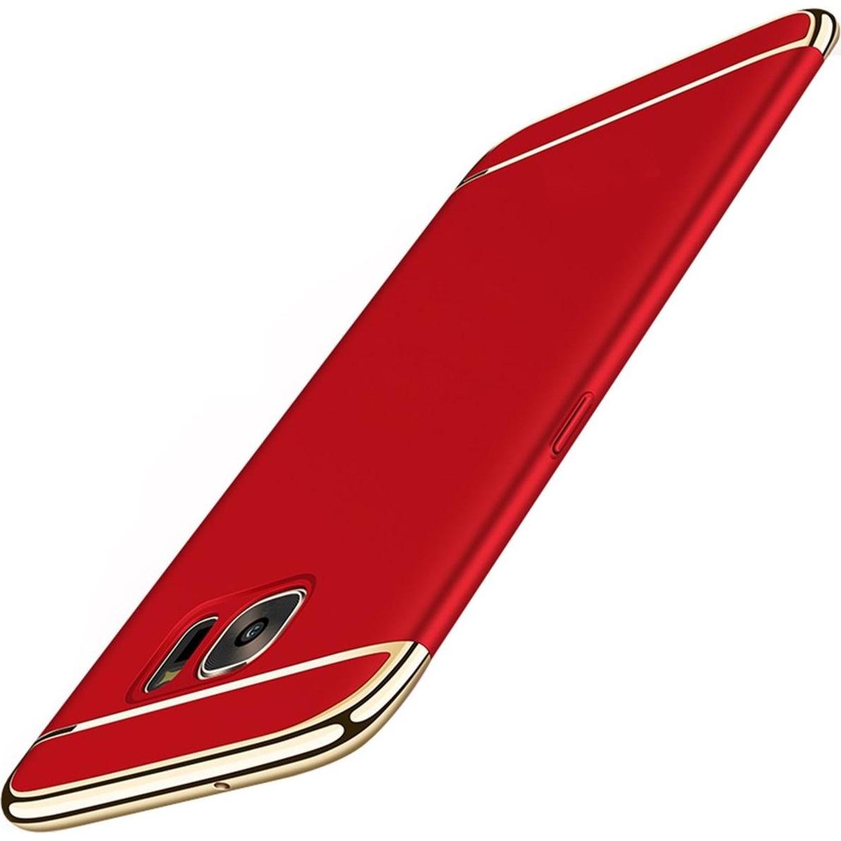 König Design Handy Hülle Schutz Case für Samsung Galaxy S7 Edge Bumper 3 in 1 Cover Chrom Rot (Samsung Galaxy S7 Edge), ...