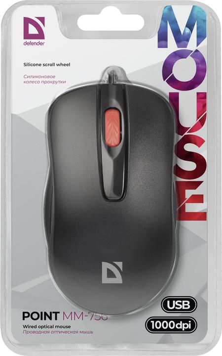 Immagine prodotto Defender MOUSE POINT MM-756 NERO OTPICAL 1000DPI 3P (Cablato)