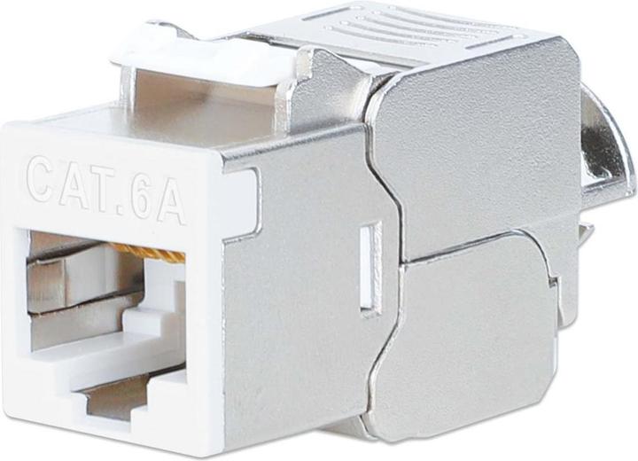Produktbild Intellinet Cat6a 10G Slimline Keystone-Modul, geschirmt und werkzeuglos, weiss (Keystone Modul)