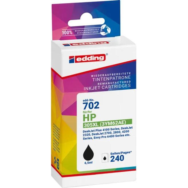 Edding, Cartucce, EDD-702 schwarz Druckerpatrone kompatibel zu HP 305XL (3YM62AE)