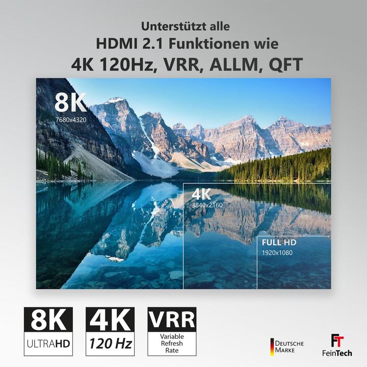 Actual product image FeinTech SW210 HDMI 2.1 8K Bi-Directional Switch 2 In 1 Out | Splitter 1 In 2 Out | Metal