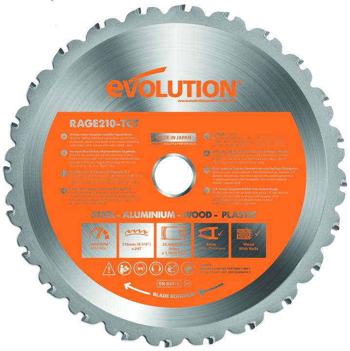 Evolution Lame de scie circulaire pour Rage 3 "S" 210 mm