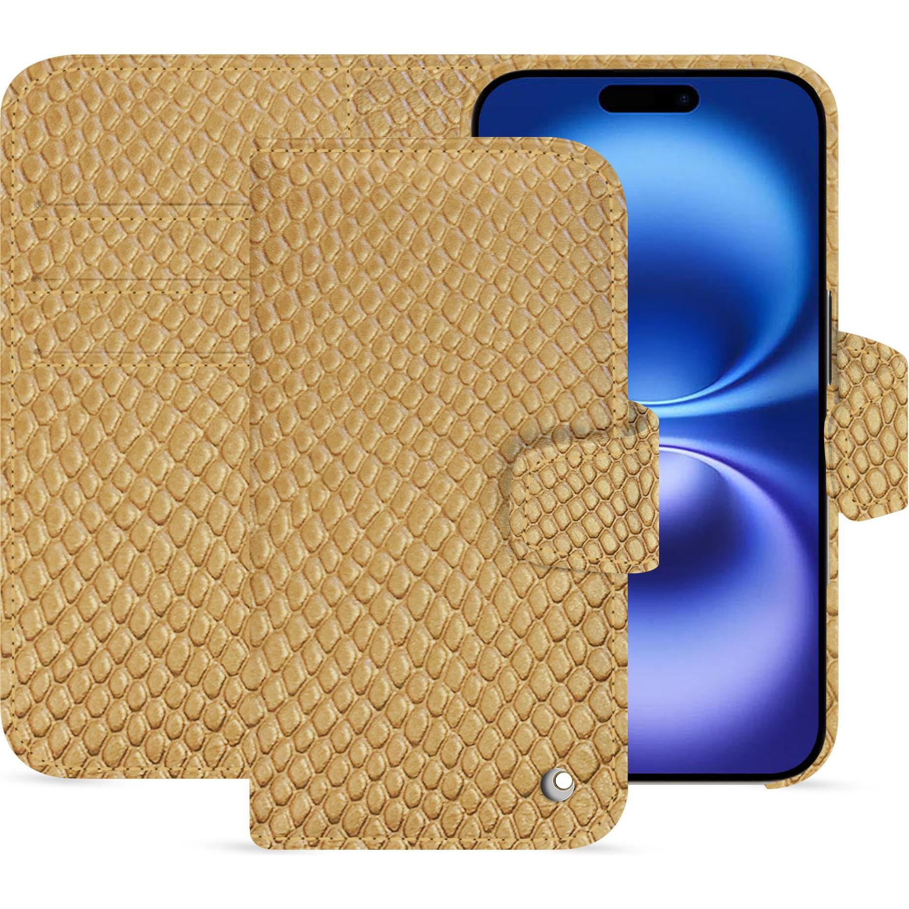 Noreve Lederschutzhülle Apple iPhone 16 (Apple iPhone 16), Smartphone Hülle, Beige