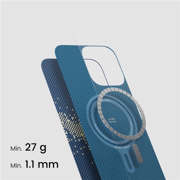 Immagine prodotto Pitaka Coperchio posteriore MagSafe, si illumina al buio, realizzato in vera aramide Oltre l'orizzonte (Apple iPhone 16 Pro)