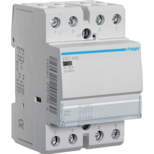Hager Contattore Hag Esc443, 40A, 3S+1Ã, 230V, Relais