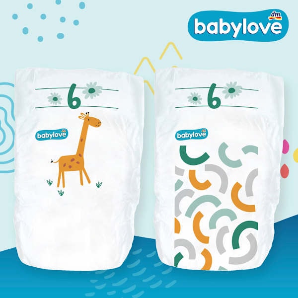 Immagine prodotto dm babylove Premium-Windeln (Dimensione 6, Pacco trasportabile, 32 Pezzo/i)