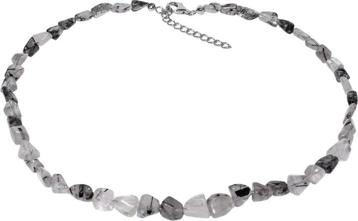 Immagine prodotto Xen Quarzo rutilo nero - collana pietra burattata 48 + 5 cm Argento 925 (Argento 925, 48 cm)