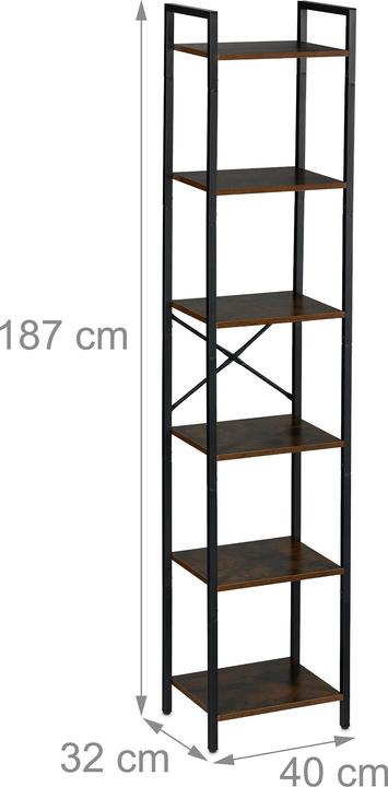 Produktbild Relaxdays Bücherregal Industrial Style (40 x 32 x 187 cm)