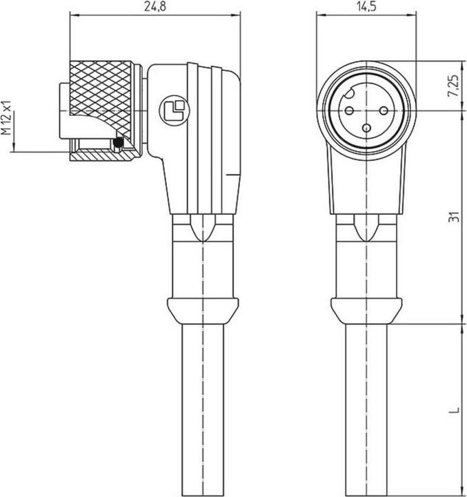 Actual product image Lutronic 1078 Sensor/actuator connector, assembled M12 coupling, angled