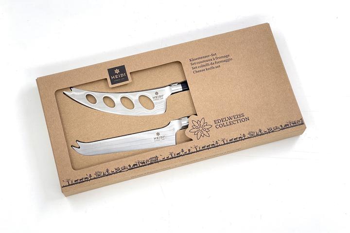 Actual product image Heidi Cheese Line Set of 2 cheese knives with Edelweiss bolster - Contents: 1 x soft cheese knife + 1 x universal chee (11.60 cm)