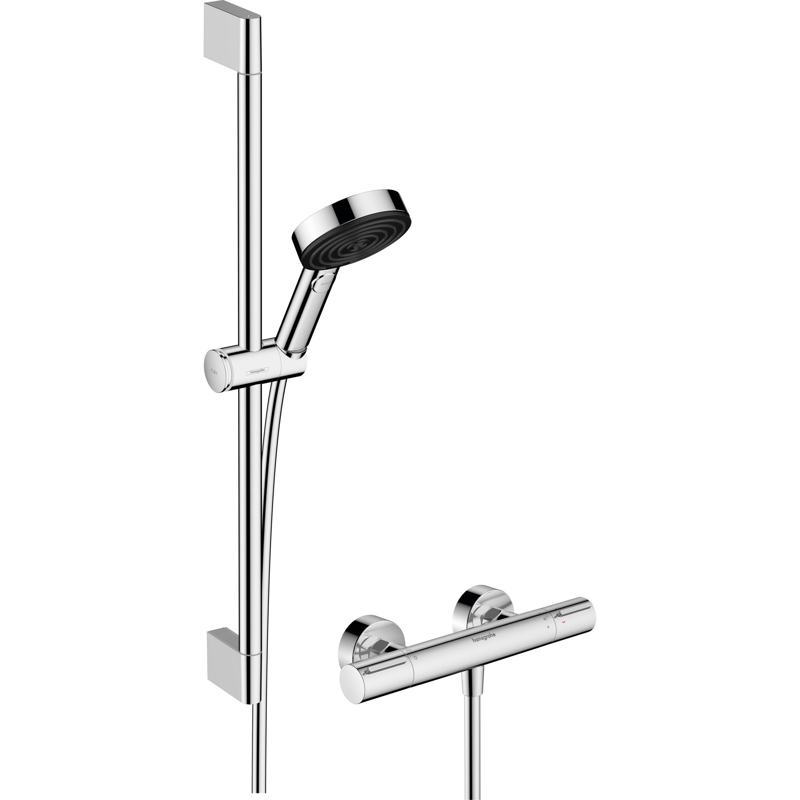 hansgrohe, Duschsystem, Pulsify Select S Brauseset 105, 3jet Relaxation, Ecostat Element, EcoSmart, Brausestange 6