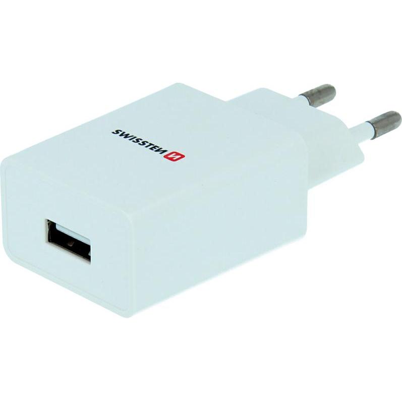 Swissten USB Ladegerät Smart IC mit 1x USB 1A Power + Datenkabel USB / TYPE C 1,2 M (5 W), USB Ladegerät, Weiss
