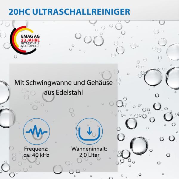 Produktbild Emag Ultraschallreiniger Emmi 20 HC-Plus (45 kHz, 1800 ml)