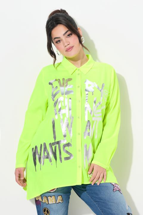 Actual product image Angel of Style Bluse, A-Linie, Metallic-Schriftzug, Zipfelsaum (52)