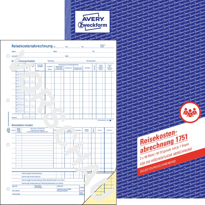 Produktbild Avery Formularbuch "Reisekostenabrechnung", SD, A4 (40 x)