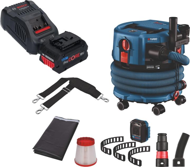 Image du produit Bosch Professional Bosch GAS 18V-12 MC Aspirateur professionnel sans fil BITURBO Brushless + 1x batterie ProCore 8.0 (Aspirateur eau et poussière)