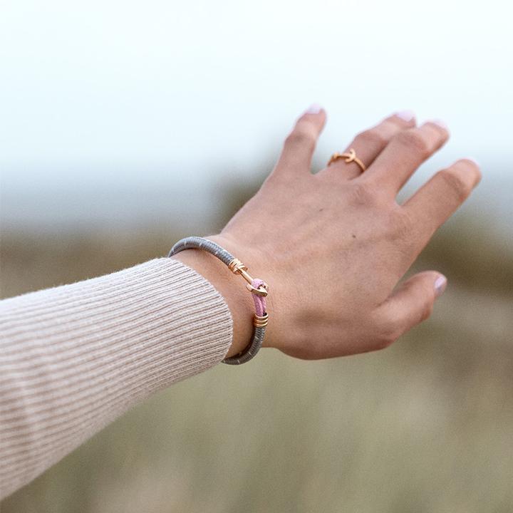 Image du produit Paul Hewitt Anchor Bracelet Phrep Lite Rose Gold Nylon Grey White Light Pink M (18 cm, Acier inoxydable, Nylon)