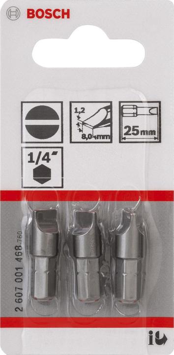 Actual product image Bosch Professional Zubehör Screwdriver bit extra-hard S 1.2 x 8.0, 25 mm, pack of 3 (S1.2x8.0)